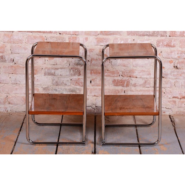 Metal Bauhaus Bedside Tables by M. Breuer for Thonet, Germany, 1920s, Set of 2 For Sale - Image 7 of 15