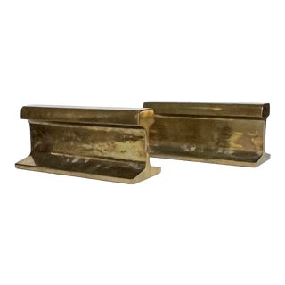 Vintage Brass I-Beam Bookends- a Pair For Sale