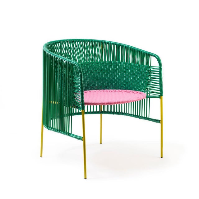Set of 2 green caribe lounge chair by sebastian herkner. Materials: galvanized and powder-coated tubular steel. Pvc...