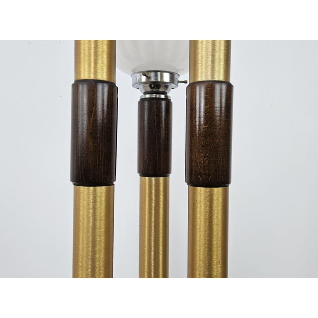 Mid-Century Murano Glass 3-Light Floor Lamp in Wood and Metal, 1970s For Sale - Image 15 of 18