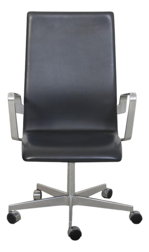 Oxford Chair in Black Leather by Arne Jacobsen, 2012