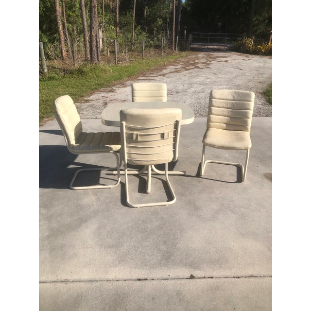 Excellent Postmodern Boho Cantilever Cal-Style Dining Table and 4 Chairs! This is a fabulous find since the set is intact....