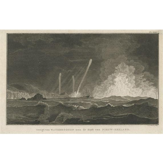Early 19th Century Pasteur, Three Whirlwinds and a Ship Off the Coast of New Zealand, 1803, Print For Sale - Image 5 of 5