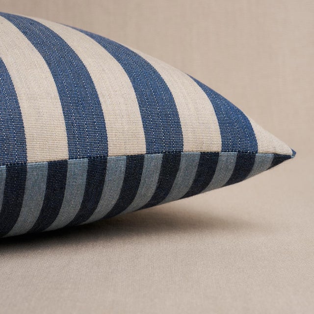 2020s Schumacher Hanson I/O Stripe 22" Pillow In Navy For Sale - Image 5 of 5