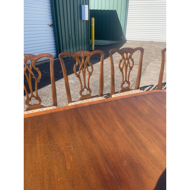 1960s Kittinger 9pc Dining Set W/ Banded Table & 8 Chairs / for Restoration For Sale - Image 15 of 18