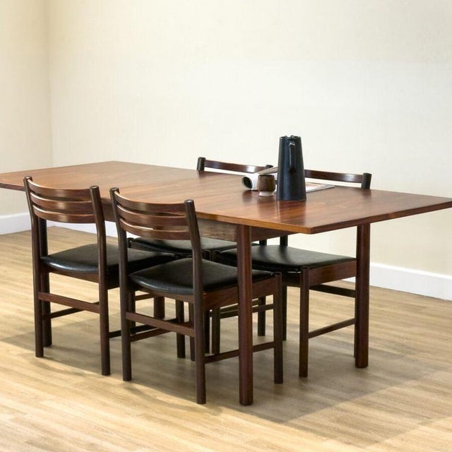 Mid-Century Modern Mid-Century Walnut Dining Table and Chairs, Denmark, Set of 5 For Sale - Image 3 of 12