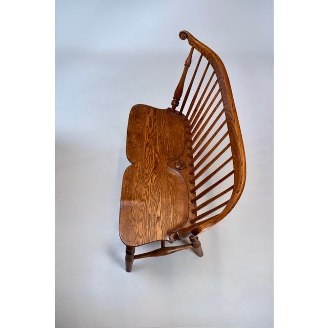Wood 20th Century American Comb Back Windsor Settee Bench For Sale - Image 7 of 16