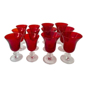 Italian Hand Blown Wine & Water Glasses/Set of 12