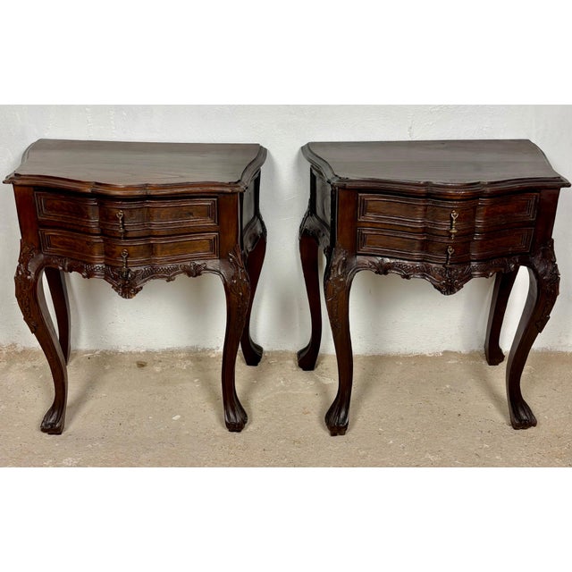 Pair of French Louis XV Style Nightstands, Mid-20th Century For Sale - Image 9 of 15