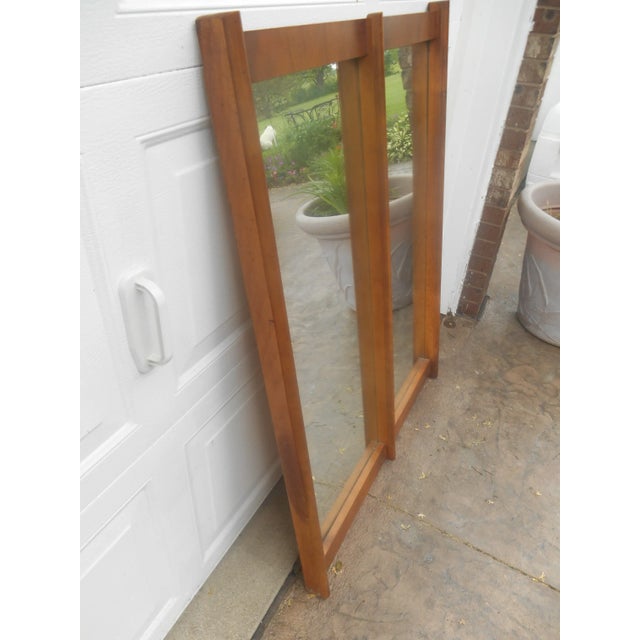 1960s Vintage Mid-Century Danish Modern Teak Double Wall Mirror For Sale - Image 5 of 9