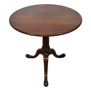English 19th C Mahogany Queen Anne Pad Foot Birdcage Round Tilt-Top Table For Sale