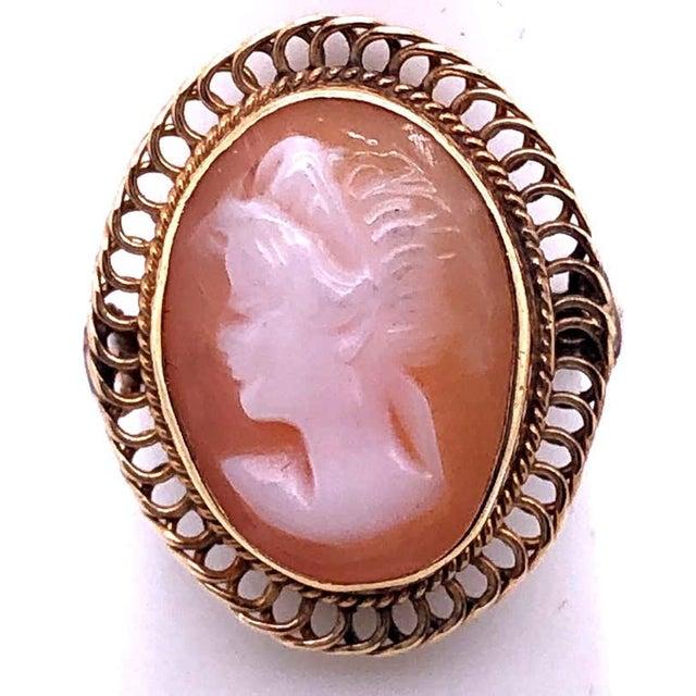 14 Karat Yellow Gold Swirl Framed Cameo Ring For Sale - Image 4 of 7