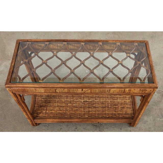 Baldwin Style Wrapped Rattan Console Table For Sale - Image 11 of 12