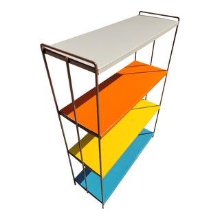 1960s Mid Century Modern Metal Bookshelf Shelving Unit For Sale