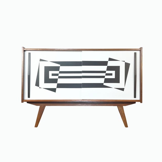 Two-Door Sideboard with Op Art Motif, Poland, 1963 For Sale - Image 10 of 10