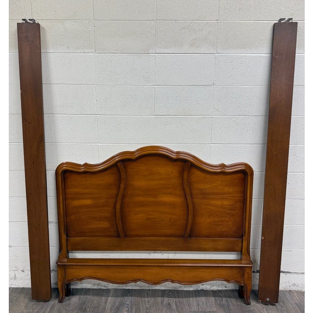 This is a beautiful vintage White Furniture Company French Provincial full size bed, featuring a warm walnut finish,...