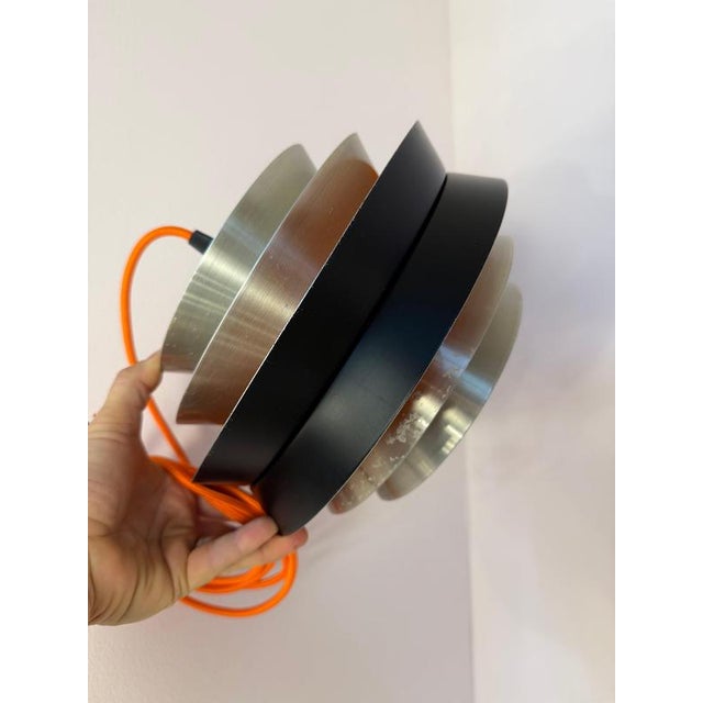 Trava Louvered Lamp in Silver, Black and Orange by Carl Thore for Granhaga For Sale - Image 3 of 11