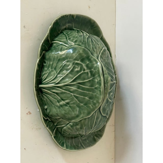 Ceramic Great Bordallo Pinheiro Cabbage Majolica Dish With Cover For Sale - Image 7 of 8