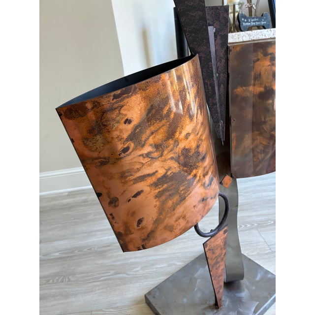 Large Vintage Brutalist Postmodern Metal Sculpture Flame-Patinated Copper & Torch-Cut Steel For Sale In Jacksonville, FL - Image 6 of 18