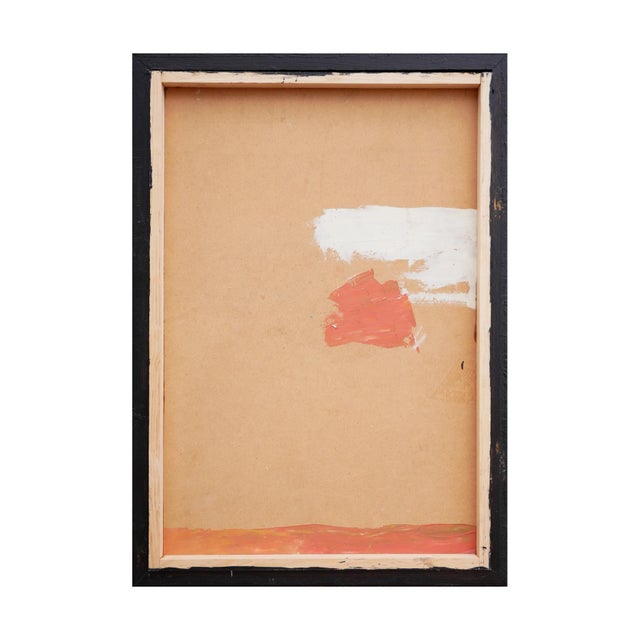 Warm toned modern cubist abstract painting by Houston, TX artist David Adickes. The work features red, white, and aqua...