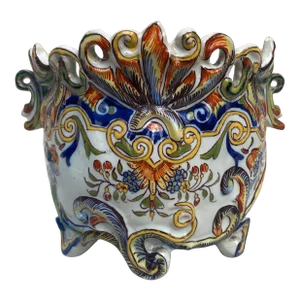 19th Century French Faience Cache Pot Desvres