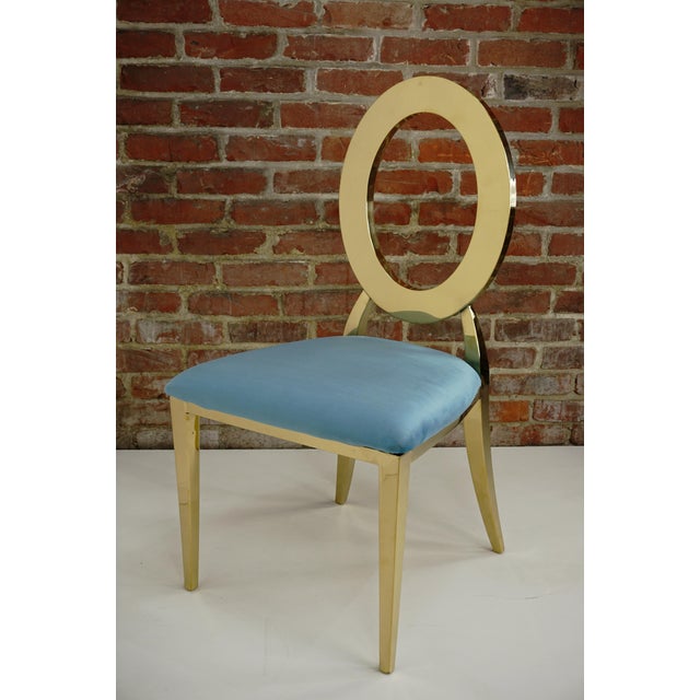 Rococo Turquoise Velvet and Gilt Metal Chair For Sale - Image 3 of 6