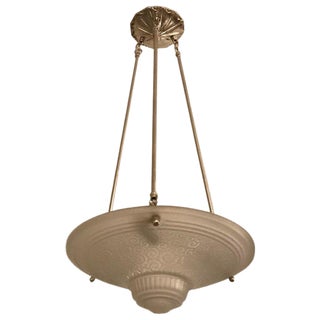 French Art Deco Geometric Chandelier Signed by Muller Frères Luneville For Sale