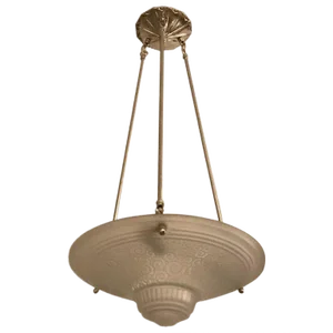 French Art Deco Geometric Chandelier Signed by Muller Frères Luneville