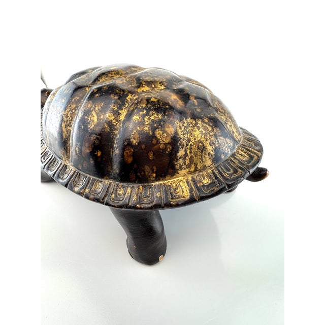 Black Vintage Mid Century Gilt-Finish Tortoise Sculpture, Hollywood Regency Style Decorative Object For Sale - Image 8 of 15