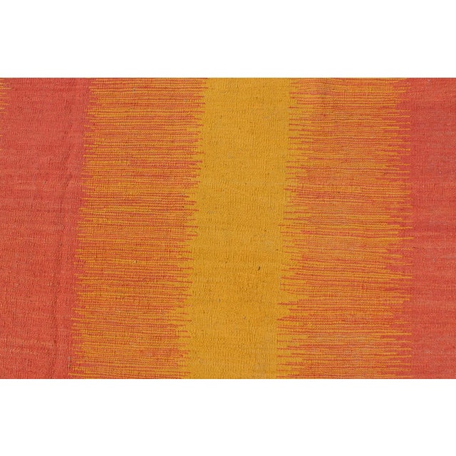 2020s Sunset Striped Afghan Kilim Rug in Yellow, Orange, Coral For Sale - Image 9 of 12