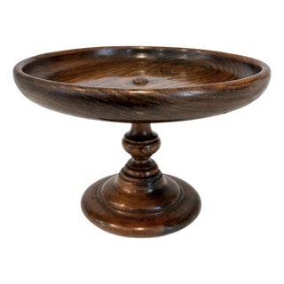 Vintage Turned Wood Pedestal Compote Bowl Fruit Bowl For Sale