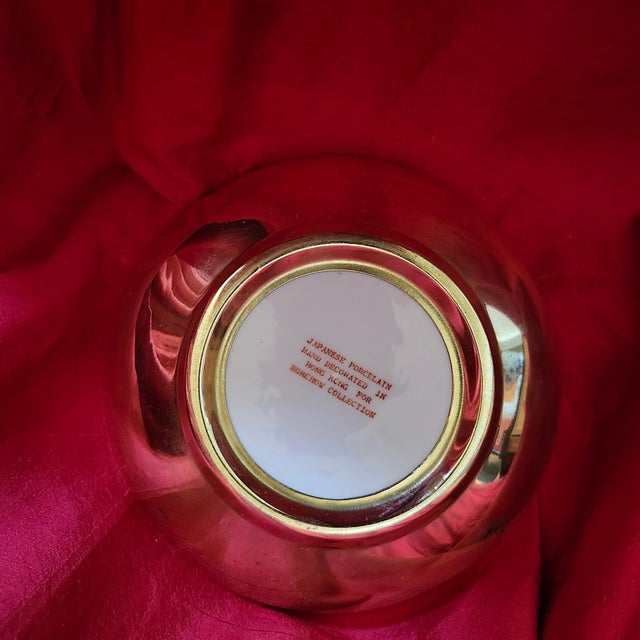 Final Clearance Horchow Neiman Marcus Signed Brass Cabbage Butterfly Famille Rose Dish 1970s For Sale - Image 13 of 18