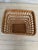 Vintage woven wicker wastebasket with a tapered square silhouette and warm honey toned finish. Perfect for adding texture...