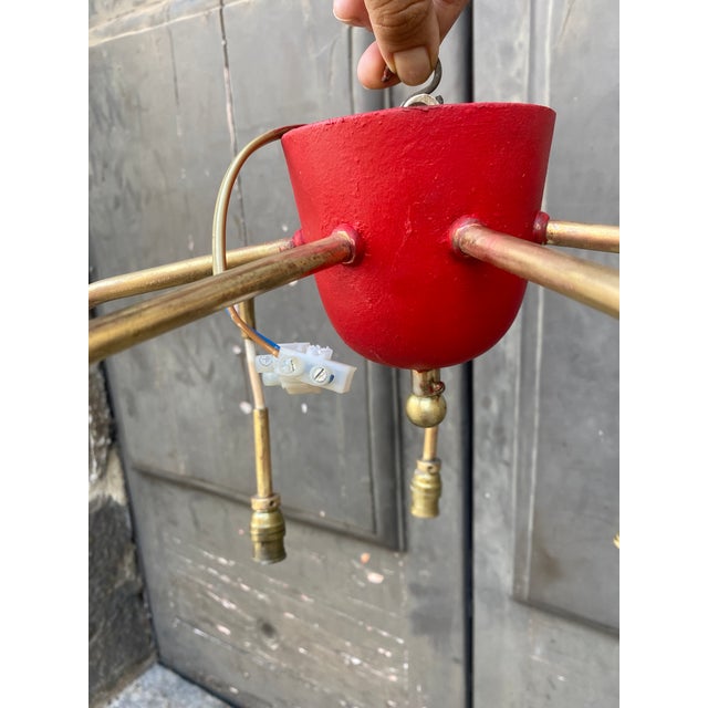 Mid-Century Modern Mid-Century Modern Hanging Lamp in Brass and Glass, 1950s For Sale - Image 3 of 18