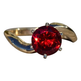 The Red Bay: Ladies 14K Laboratory Grown Ruby Engagement Ring For Sale