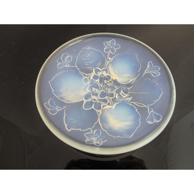 Glass Sabino Opalescent Glass Violet Flower Leaf Footed Dish Trinket Tray For Sale - Image 7 of 9