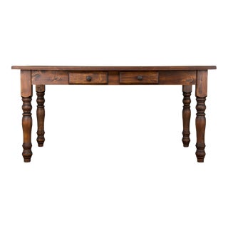 Country French Provincial Pine Farmhouse Style Dining Table For Sale