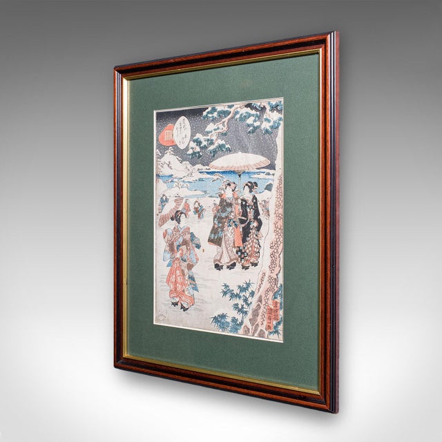 Japanese Antique Woodblock Picture, Japanese Meiji Framed Print After Kunisada, Victorian For Sale - Image 3 of 9