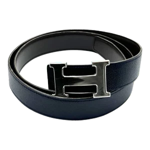 Hermes Constance 32mm Silver H Black Navy Reversible Belt 100cm