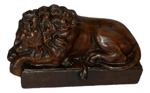 Vintage Spelter Bronze Coated Resting Lion Figure