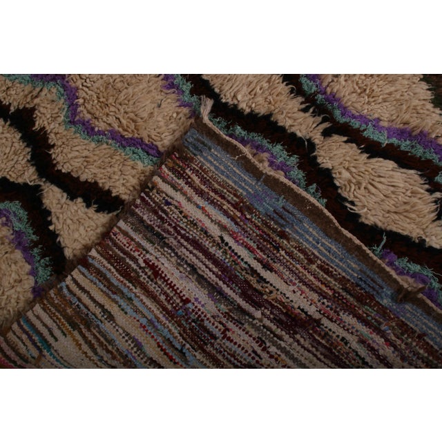 Textile Vintage Moroccan Tribal Geometric Beige Brown and Blue Wool High Pile Rug For Sale - Image 7 of 7