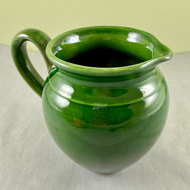 Williams-Sonoma Italian Vintage Green Pottery One Liter Pitcher For Sale - Image 4 of 7