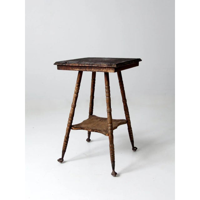 Wood Antique Claw and Ball Foot Side Table For Sale - Image 7 of 11