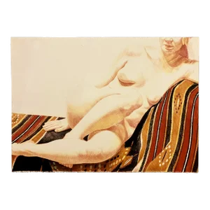 Philip Pearlstein Model on Orange and Black Mexican Rug 1973 Original Limited Edition Lithograph, Signed