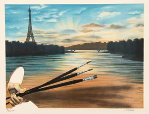 Antonio Recalcati "The Bridge of the Arts" Lithograph