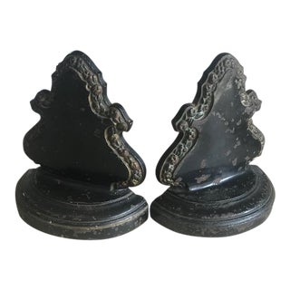 Ceramic Coated Cast Iron Bradley & Hubbard Bookends - a Pair For Sale