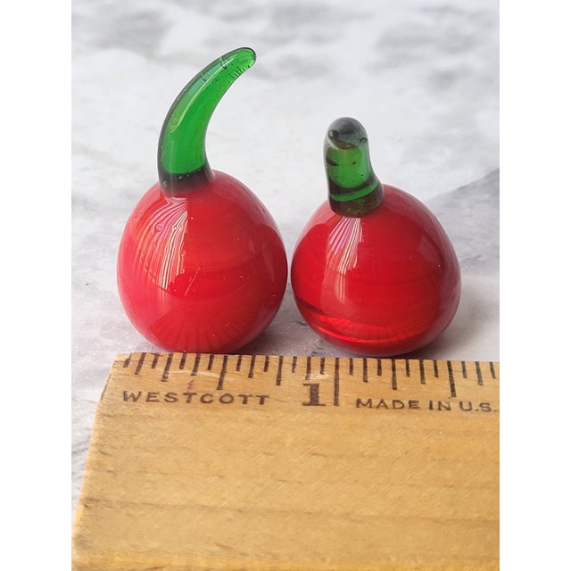 Red Pair of Vintage Blown Glass Cherries For Sale - Image 8 of 9