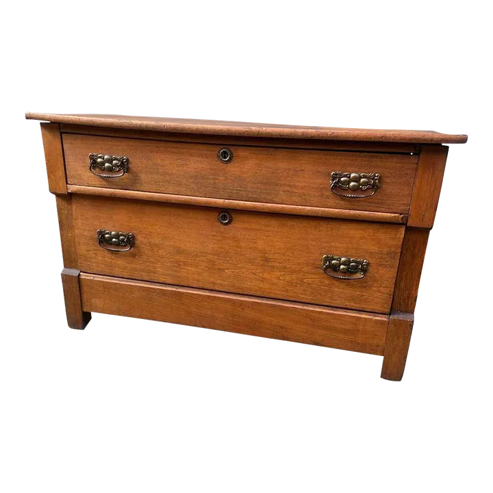 Antique Early 20th Century Victorian Eastlake Style Solid Oak Dresser.  Circa 1920s. | Chairish