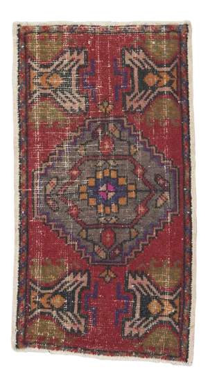 Worn Out Vintage Mini Turkish Anatolian Rug