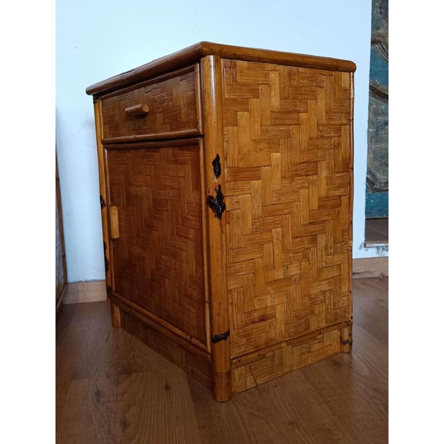 Bamboo Bedside Tables, 1970s, Set of 2 For Sale - Image 11 of 14